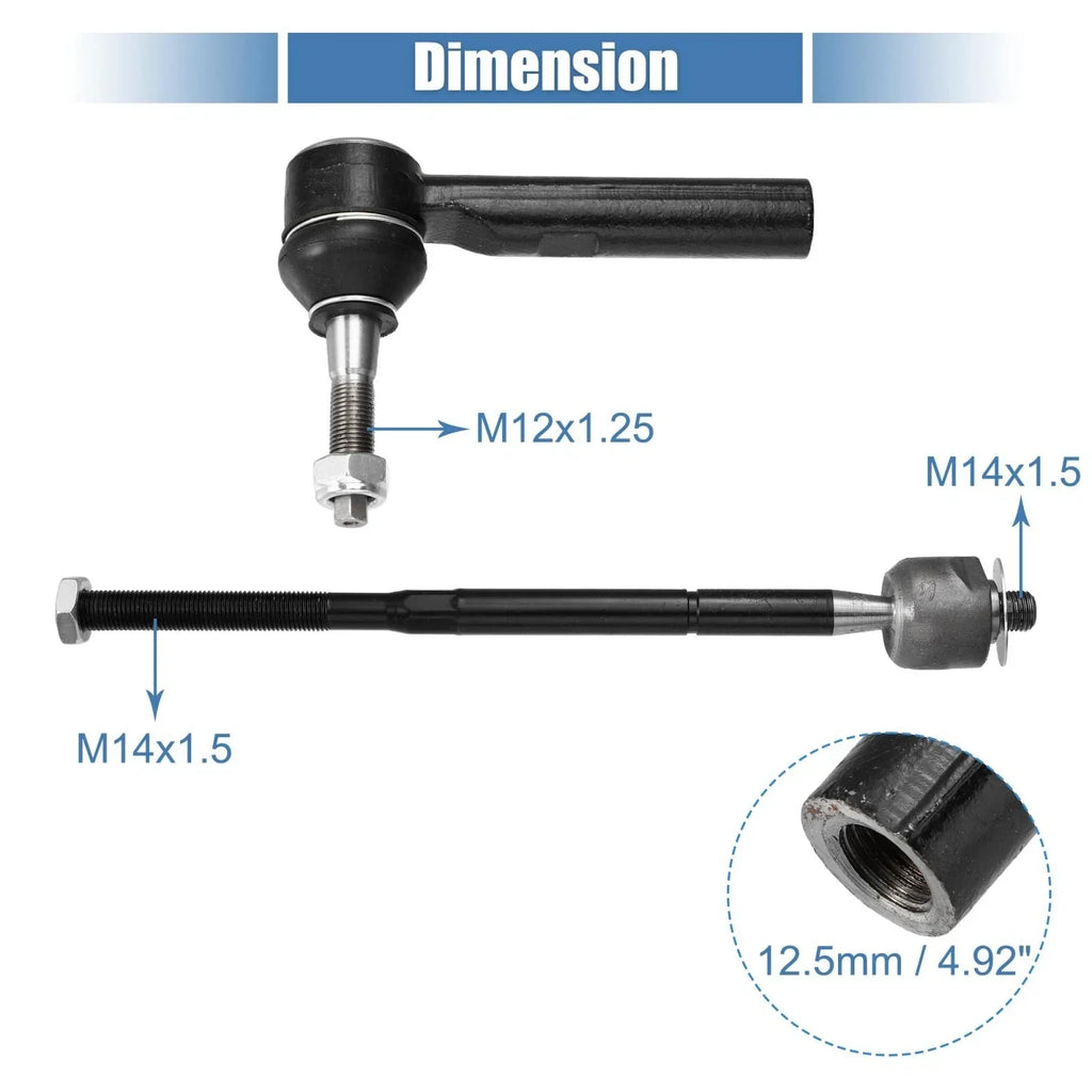 4 x Front Inner Outer Tie Rod End Links for Dodge Journey (2011-2020)