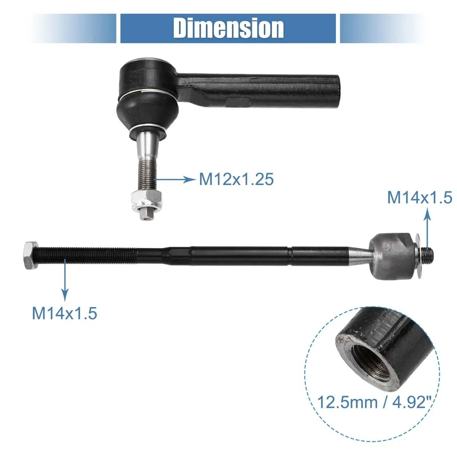 4 x Front Inner Outer Tie Rod End Links for Dodge Journey (2011-2020)