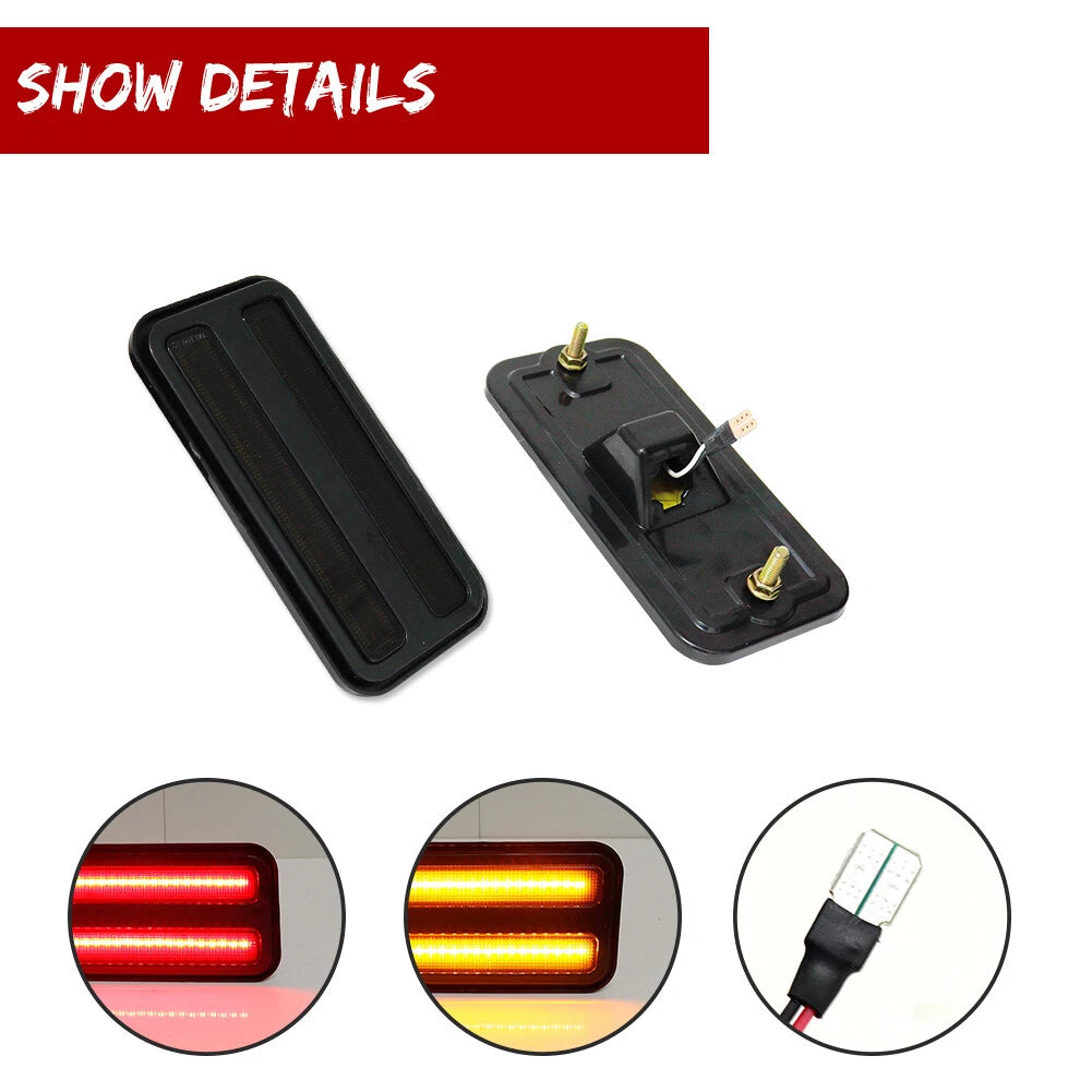 Set of 4 Smoked Amber Red LED Side Marker Lights for Pontiac Firebird (1970–1981)