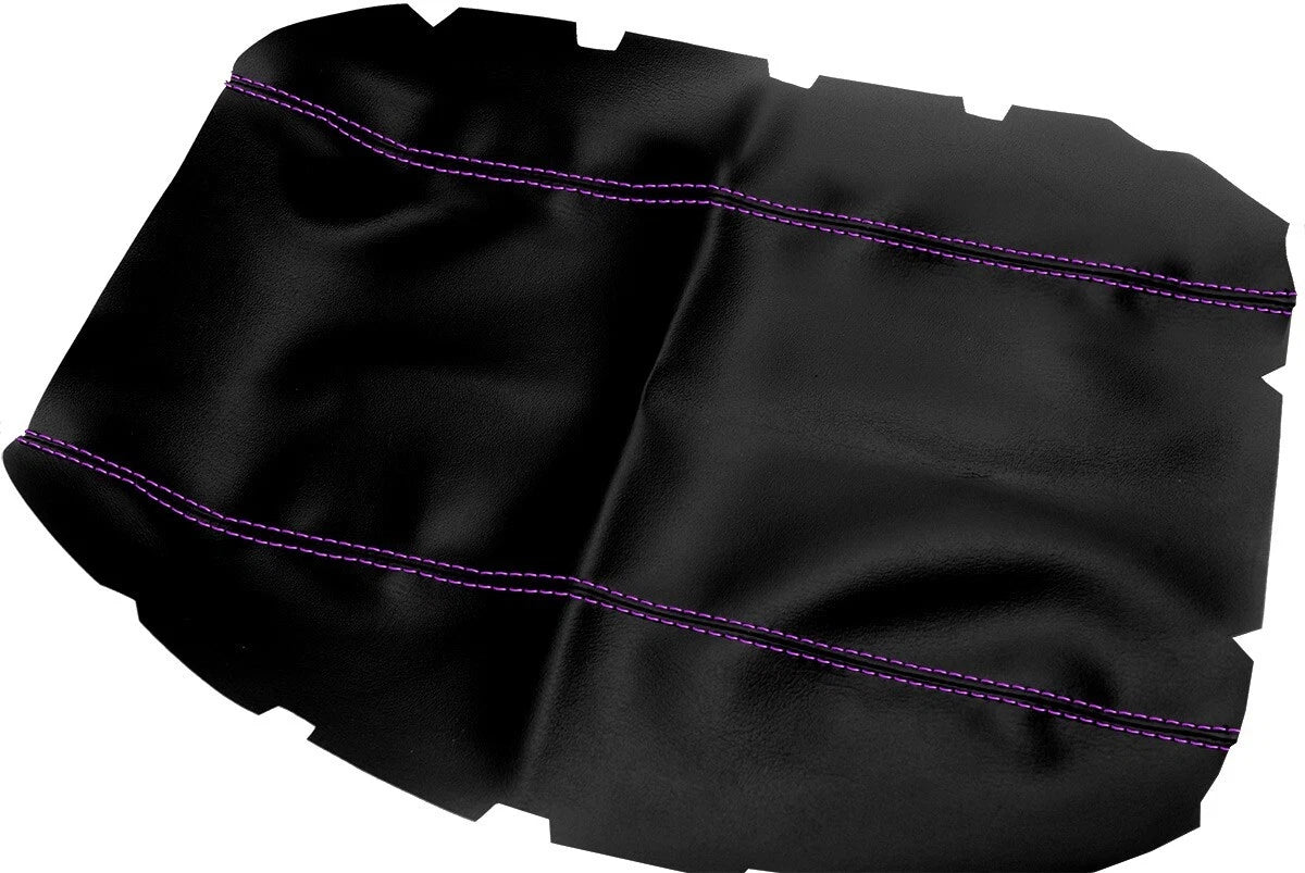 Leather Console Lid Armrest Cover for Ford Expedition (2003–2006) Purple Stitch