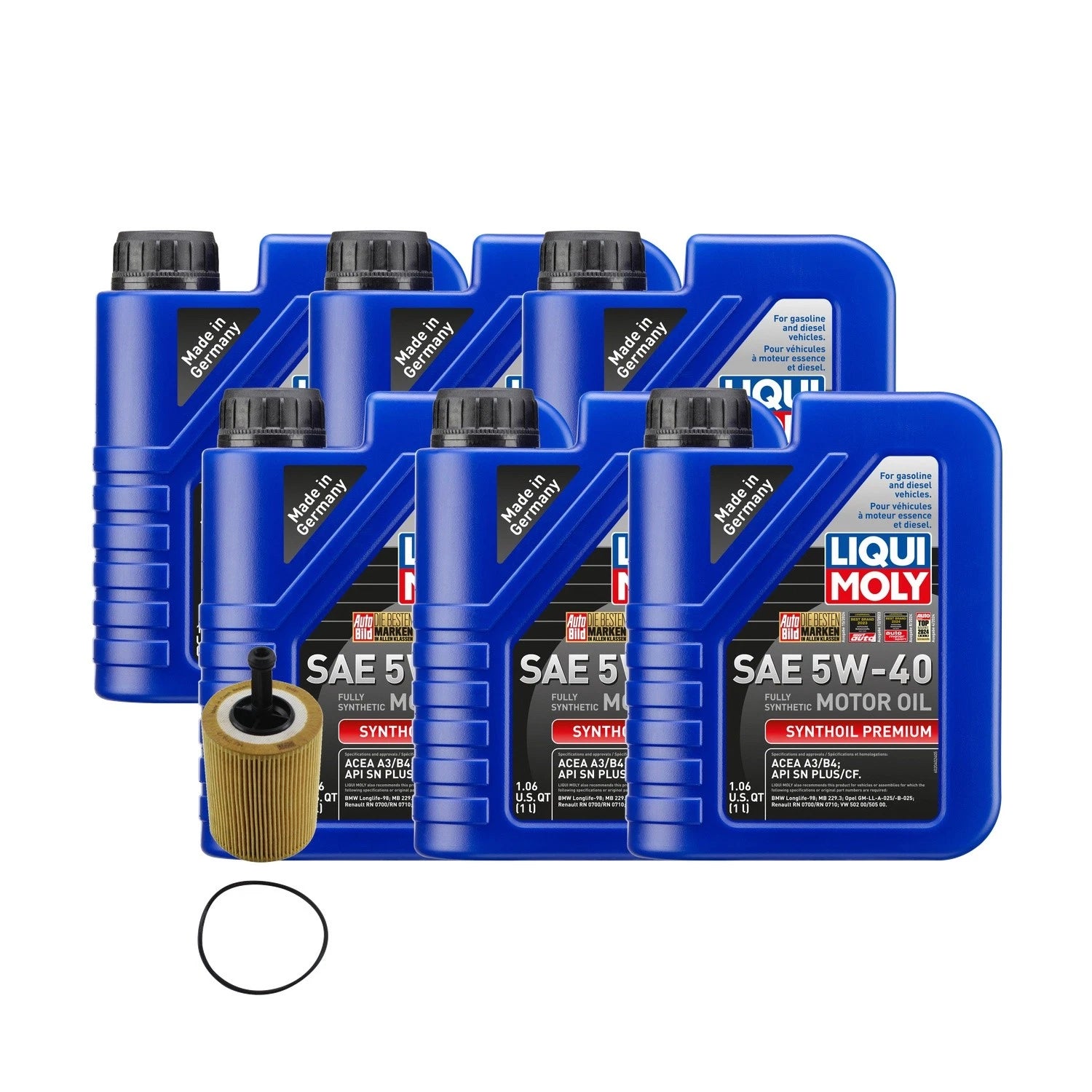 6L Liqui Moly Synthoil Premium SAE 5W-40 Oil Change Kit for Audi 2.0/2.8L (2000–2023)