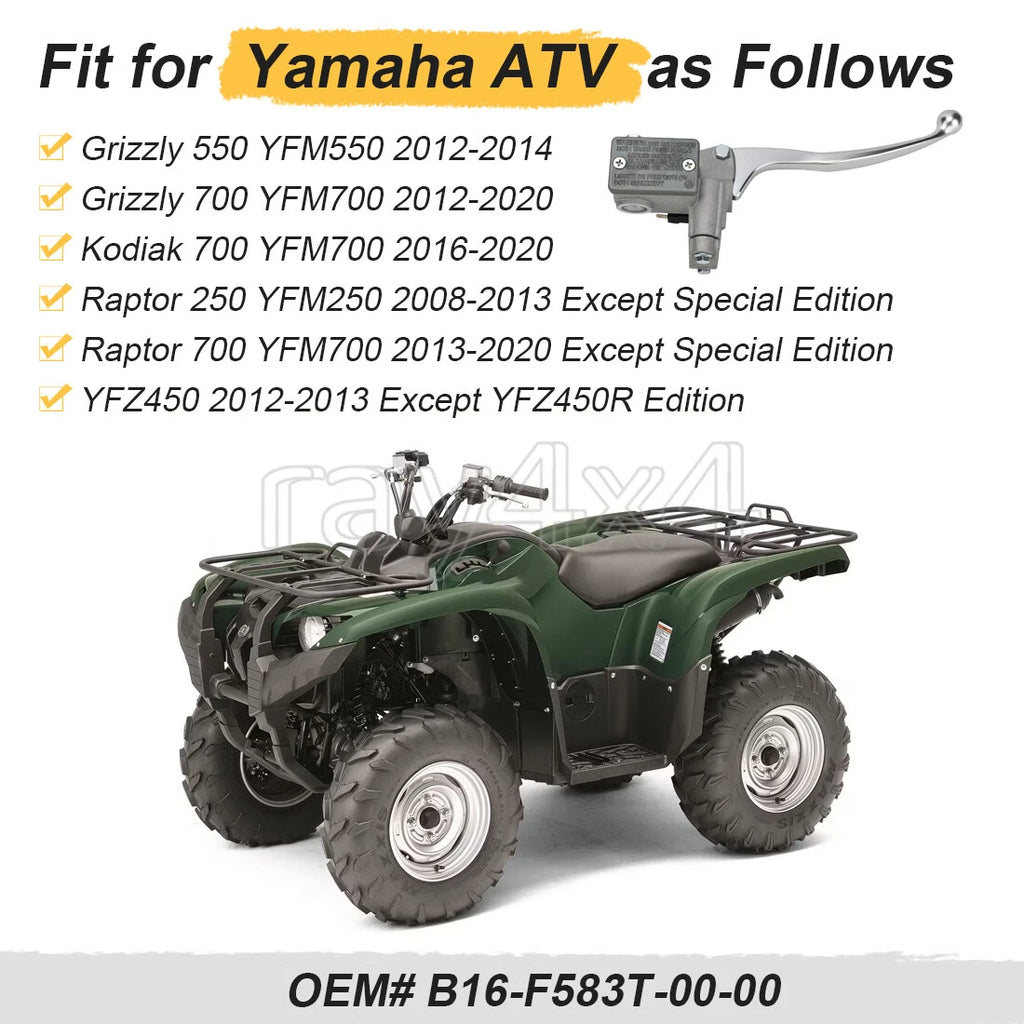 Front Brake Master Cylinder Assembly for Yamaha Grizzly 700 YFM700 (2012–2020)