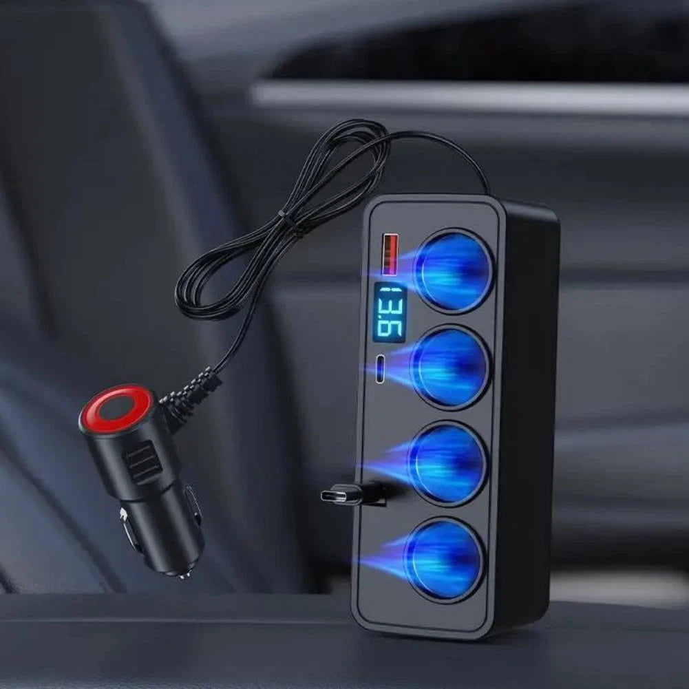4X Car Outlet Charger 120W with Voltage Monitor for 12V 24V Cars