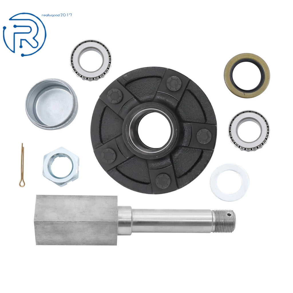 5 Bolt on 4.5" Trailer Hub Assembly & 1-1/16" Spindle with Bearings