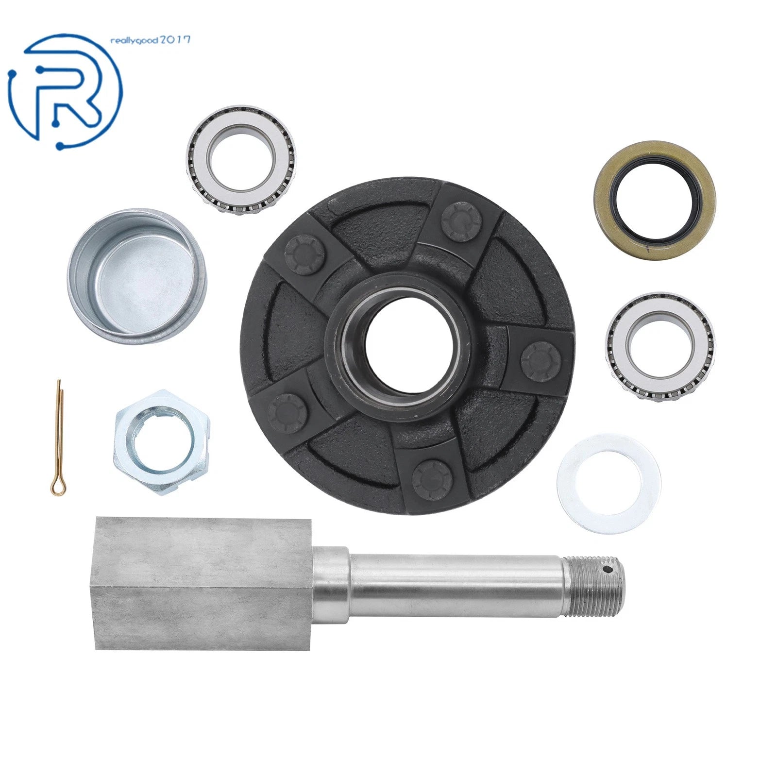 5 Bolt on 4.5" Trailer Hub Assembly & 1-1/16" Spindle with Bearings
