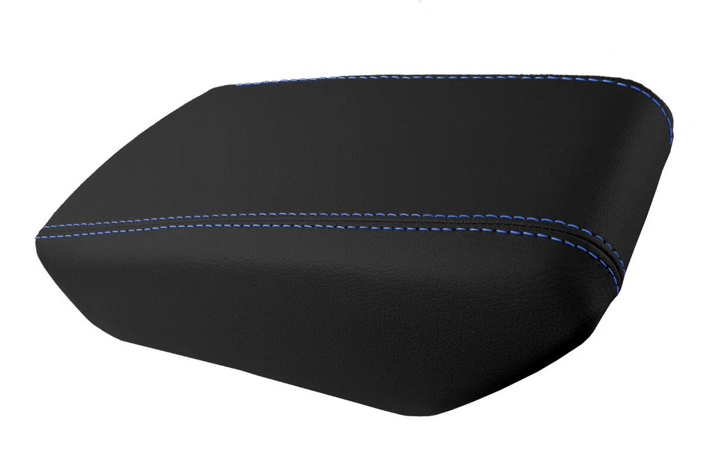 Leather Console Lid Armrest Cover for Nissan Maxima (2016–2021) Blue Stitch