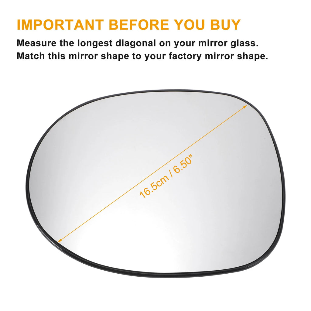 Heated Left Side White Mirror Glass for Honda Civic (2005–2012)