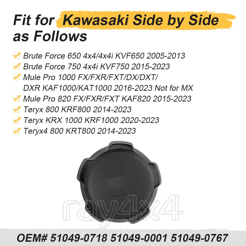 Gas Fuel Cap for Kawasaki Mule PRO Teryx 800 Brute Force 750 650 (2015–2021) 51049-0718