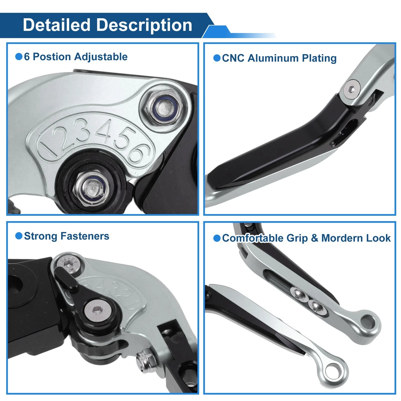 Brake Clutch Levers for Honda NC700/NC750 S/X (1 Pair, Titanium Black)