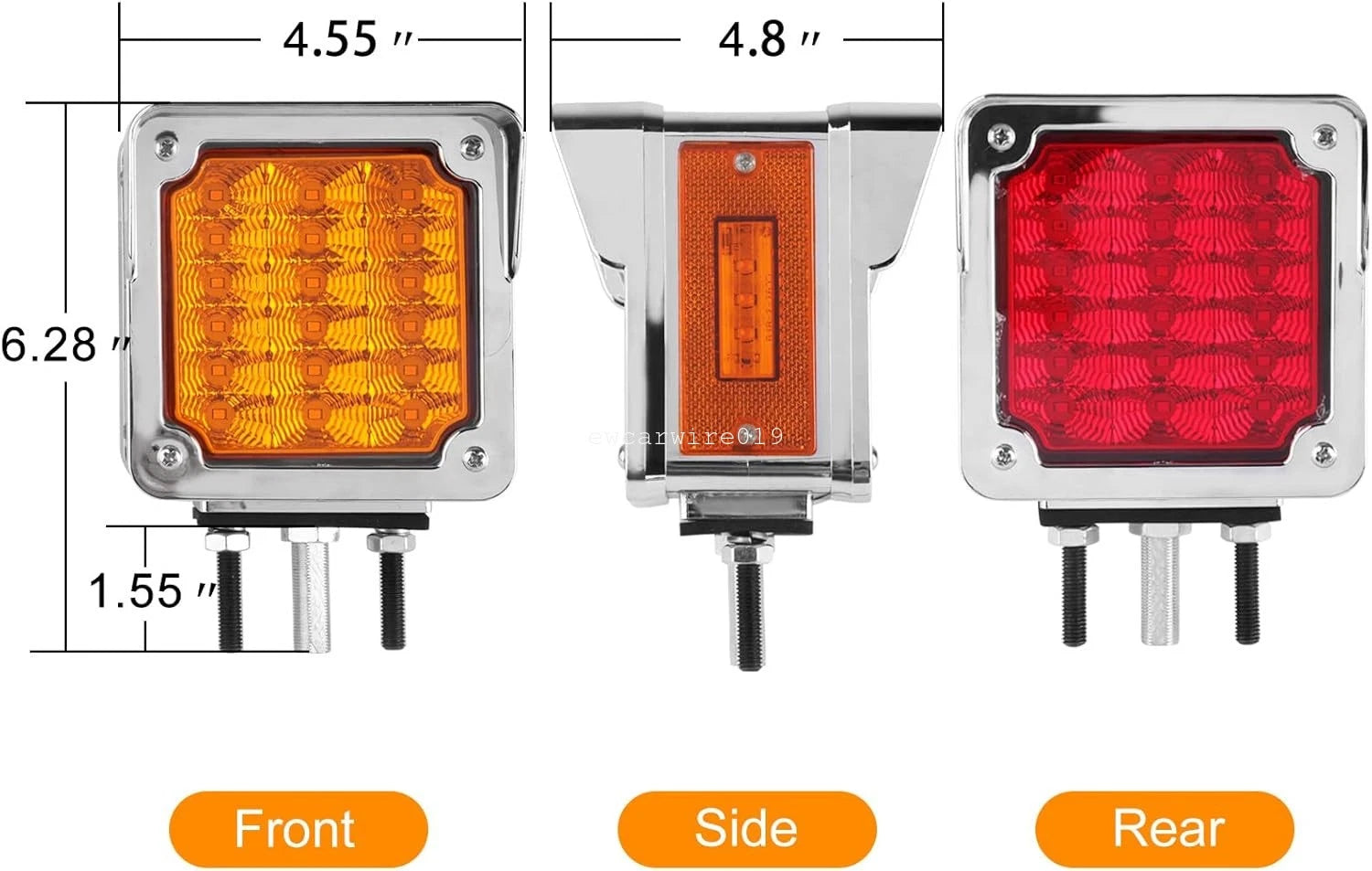 2X Amber/Red 39 LED Double Face Pedestal Stop Tail Lights for Trailer Truck