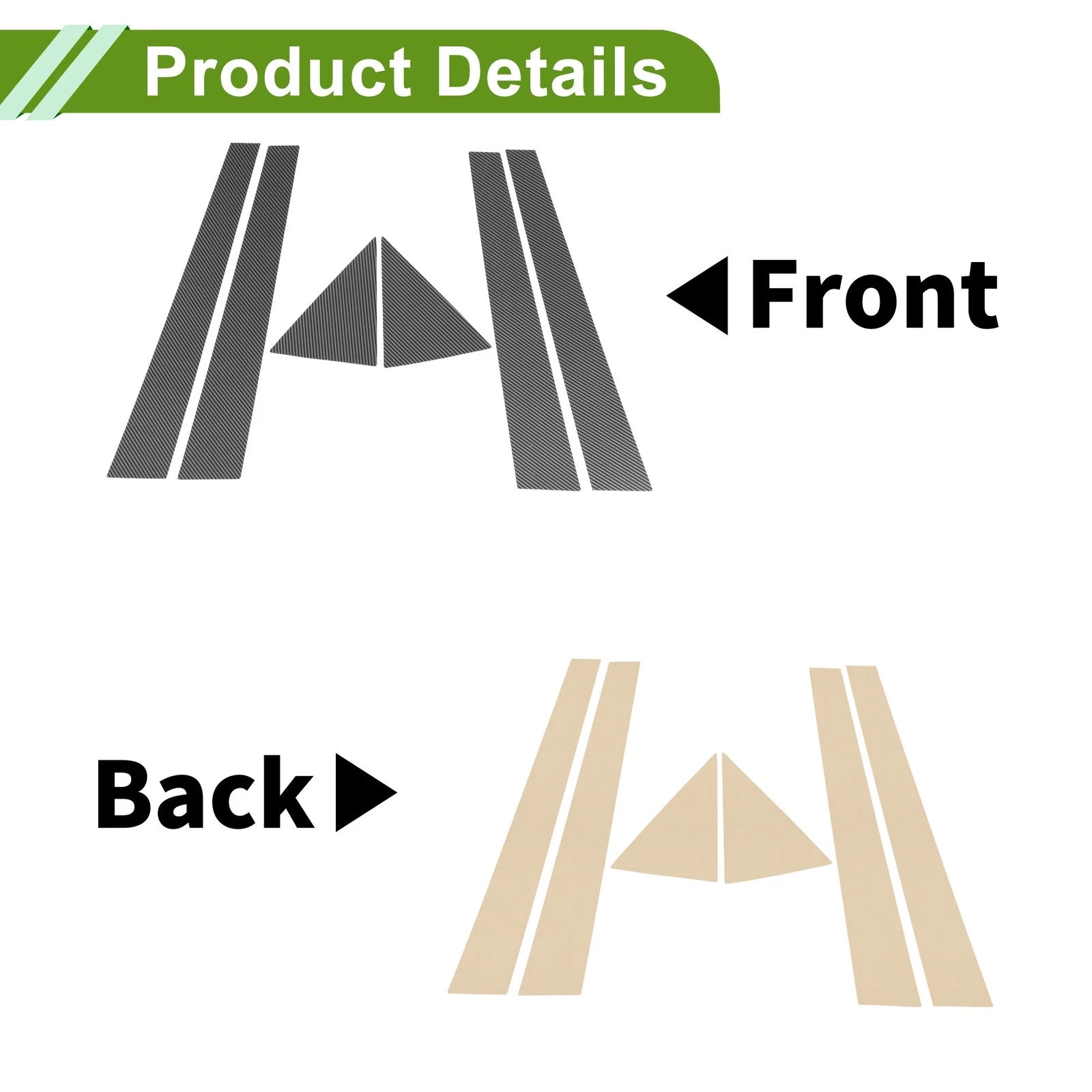 Set of 6 Pillar Window Trim for Chevrolet Optra (2004–2009) Carbon Fiber Black