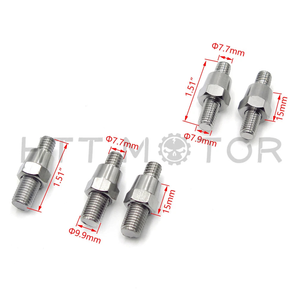 Set of Chrome Side Rear View Mirrors with 8mm 10mm Adapters Universal
