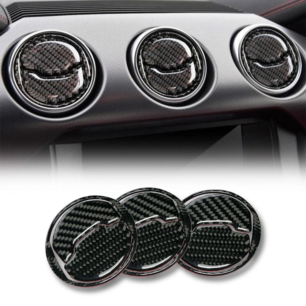 9Pcs Carbon Fiber Air Vent Outlet Cover Trim for Ford Mustang (2015–2019)