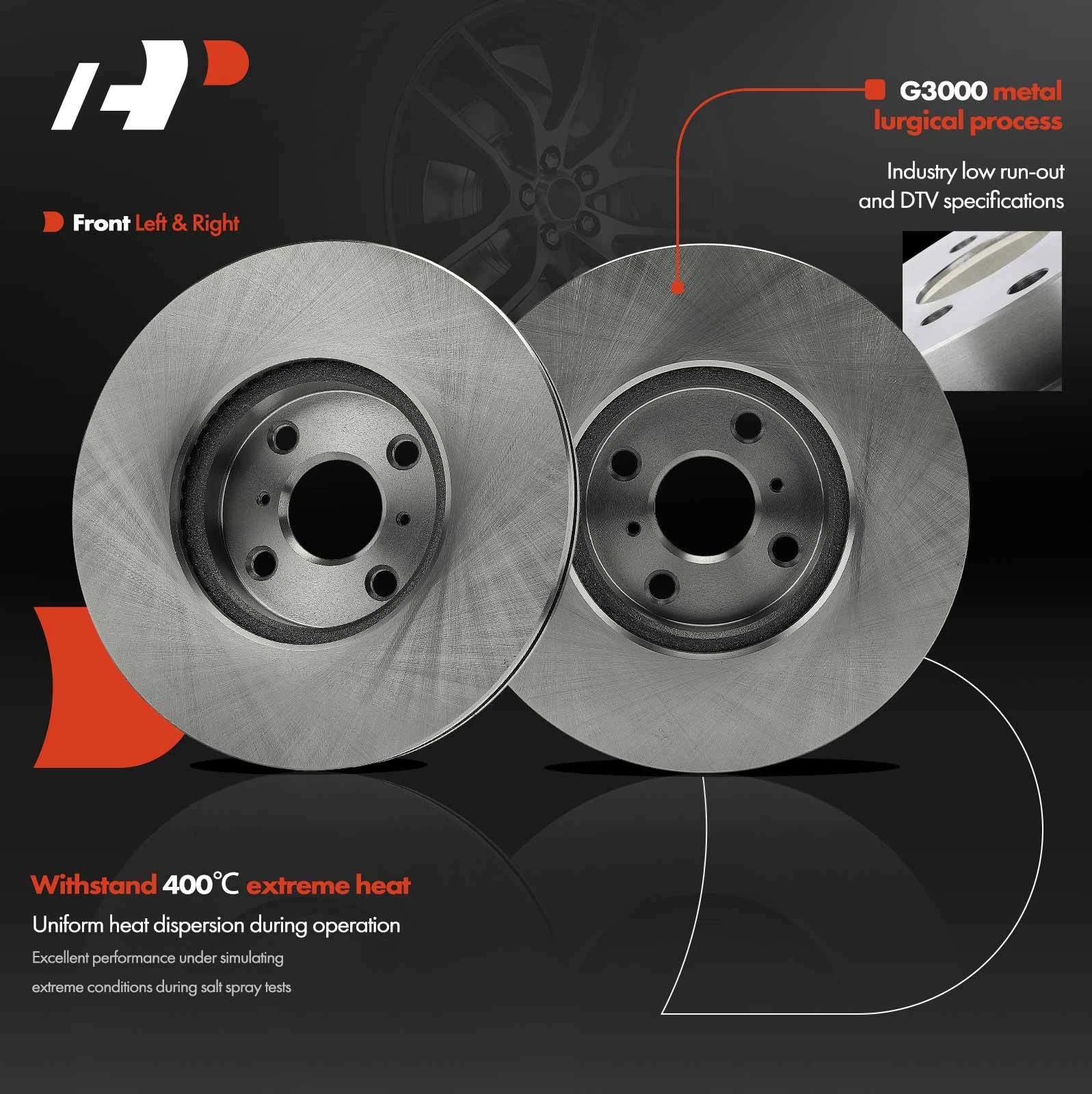 Front Disc Brake Rotors & Ceramic Pads for Toyota Yaris (2012–2018)