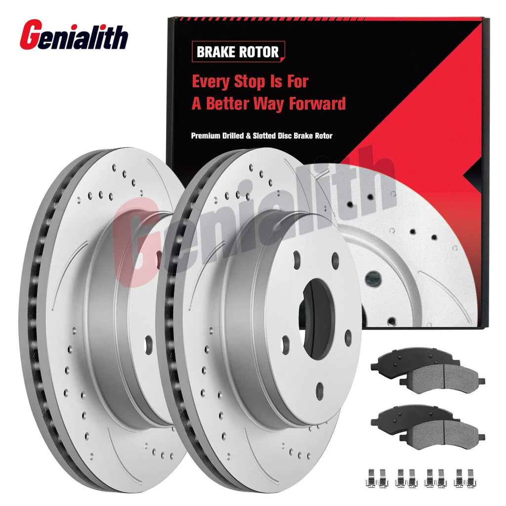 Set of 4 Front Drilled Rotors & Ceramic Brake Pads for Dodge Ram 1500 (2006–2018)