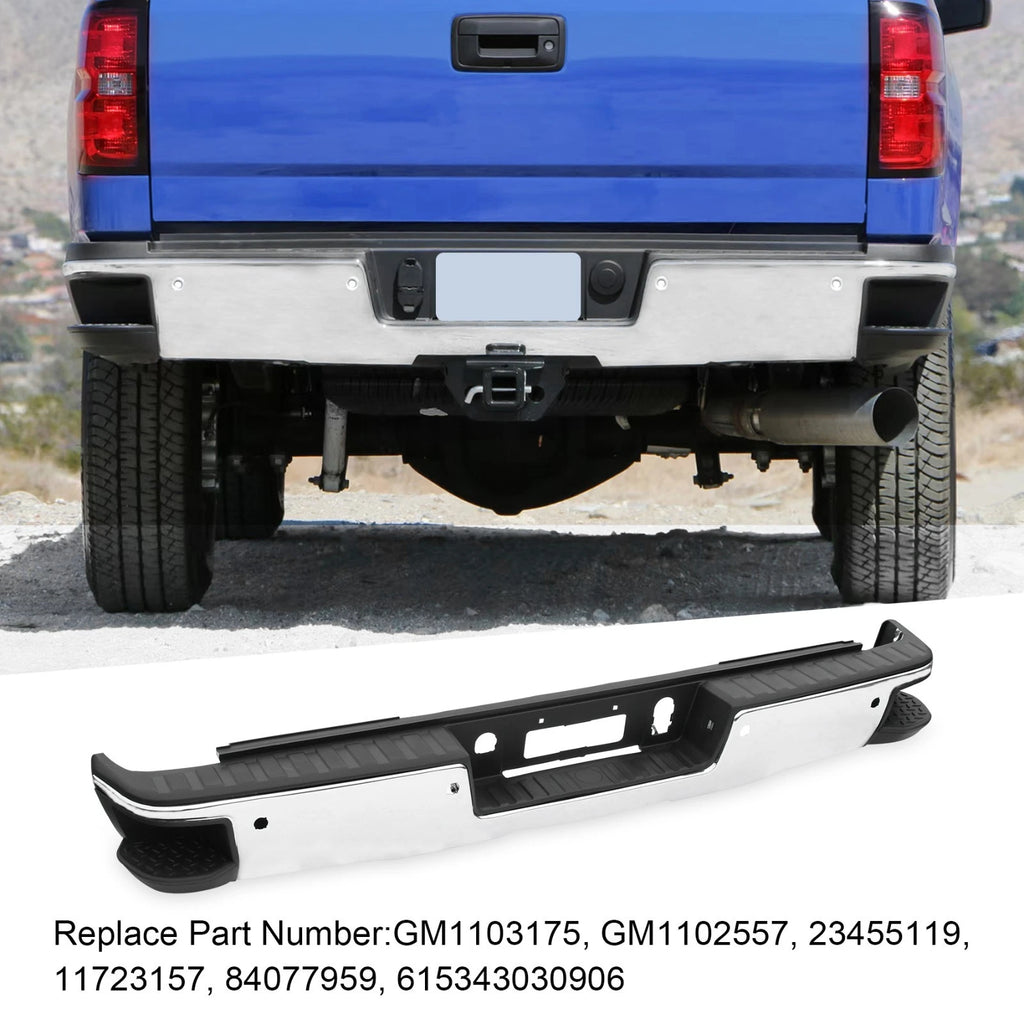 Chrome Rear Bumper for Chevy Silverado GMC Sierra 1500 (2014-2018)
