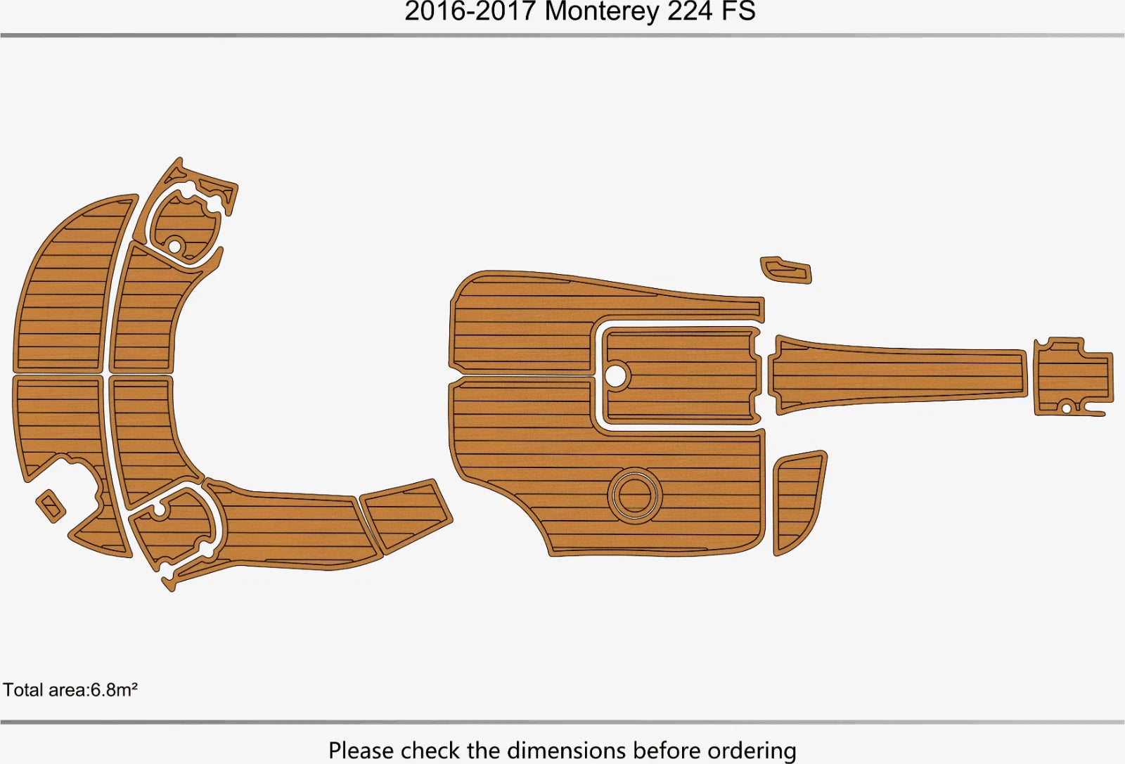 EVA Pads for Monterey 224 Cockpit Swim Platform (2016) - Teak Deck Faux Flooring