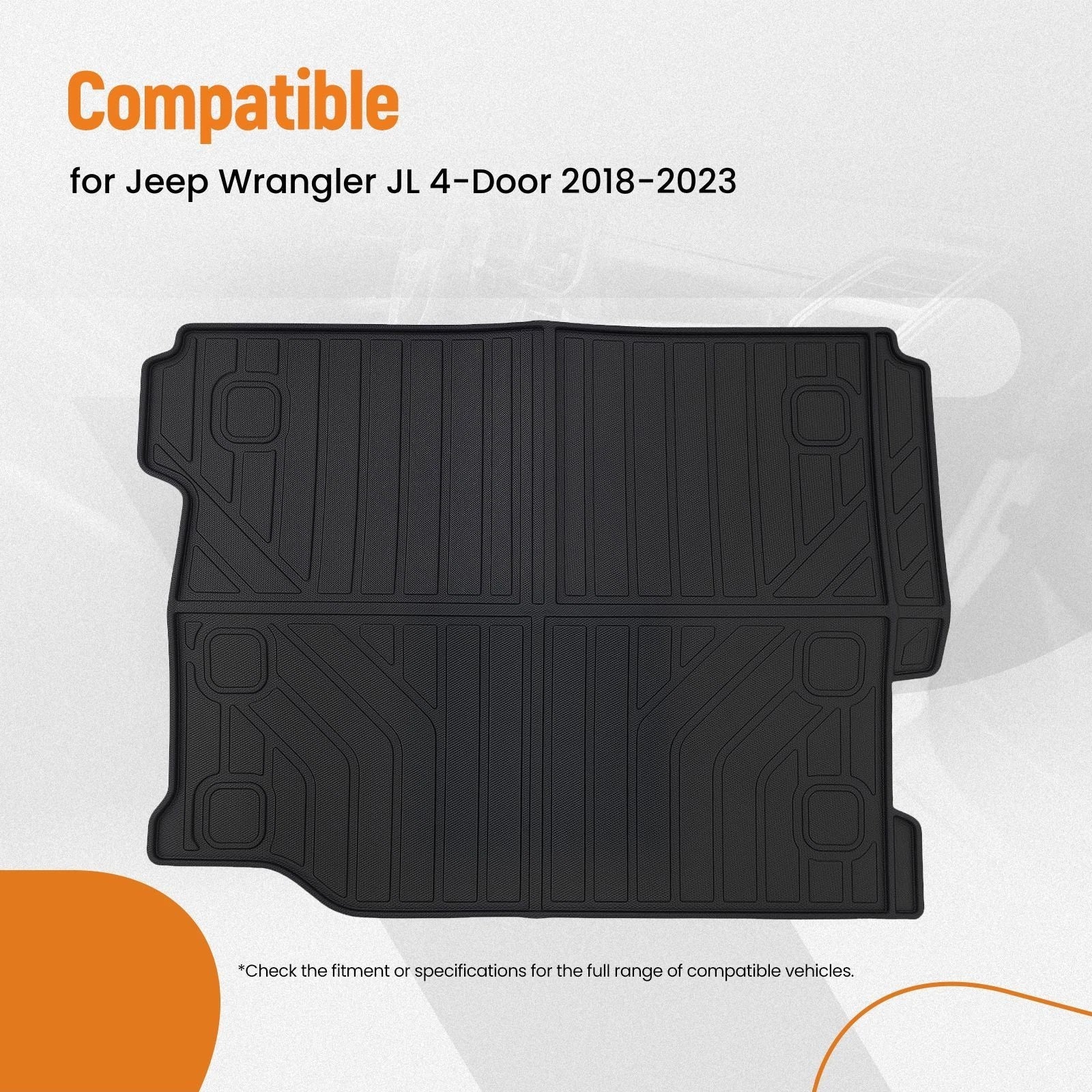 Trunk Bed Mat Cargo Liner for Jeep Wrangler JL 4-Door (2018–2023)
