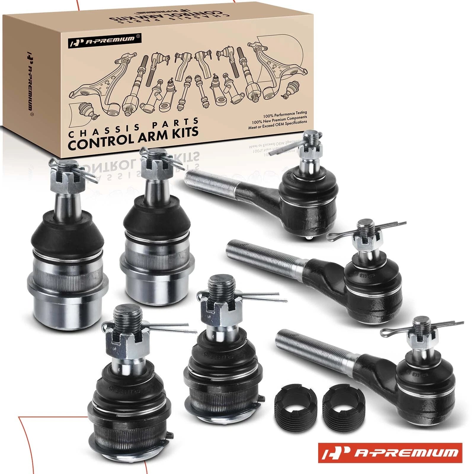 7x Front Ball Joint & Tie Rod End for Jeep Wrangler Cherokee (1987–2001)