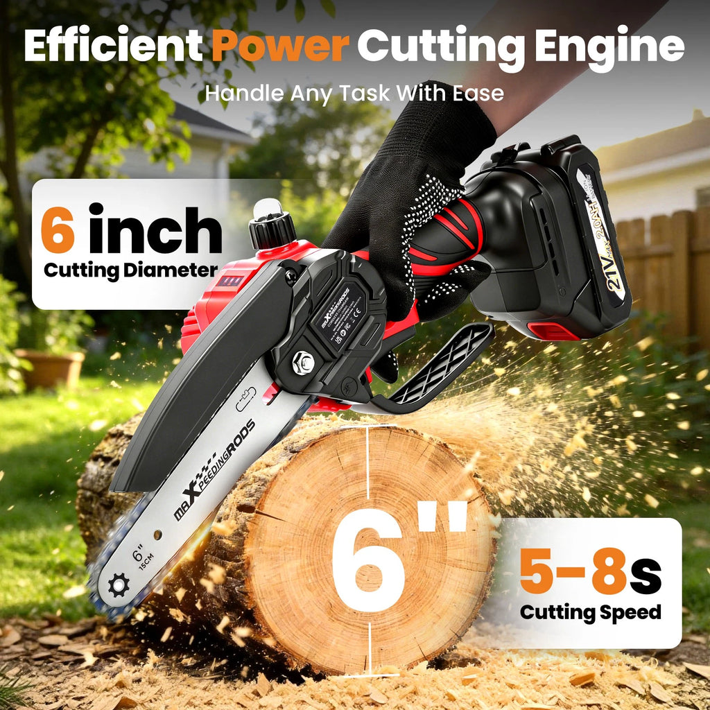 2X 21V Batteries & 3 Chains for Mini Chainsaw (Portable Wood Pruning Kit)