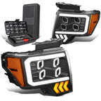 LED DRL Halo Projector Headlights for Ford F-150 (2009–2014)