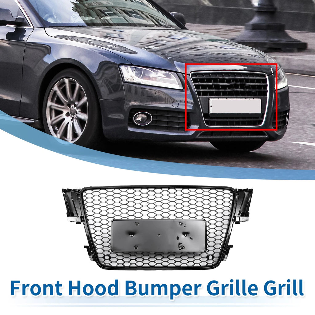 Front Hood Bumper Grille for Audi A5 (2009–2012) RS Style Black