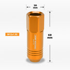 Set of 20 M12X1.5 Orange JDM Open End Conical Wheel Lug Nuts + Extension 20mm