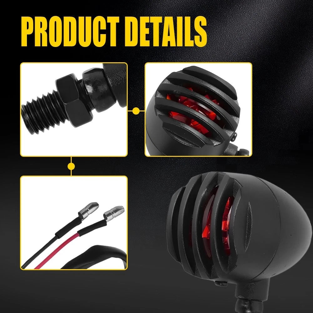 2X Turn Signal Lights for Motorcycle (12V) - Red Halogen Indicators