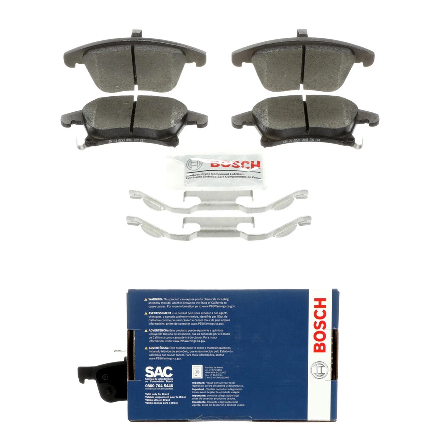 Bosch Blue Ceramic Disc Brake Pad Set with Hardware for Ford Fusion (2013–2020)