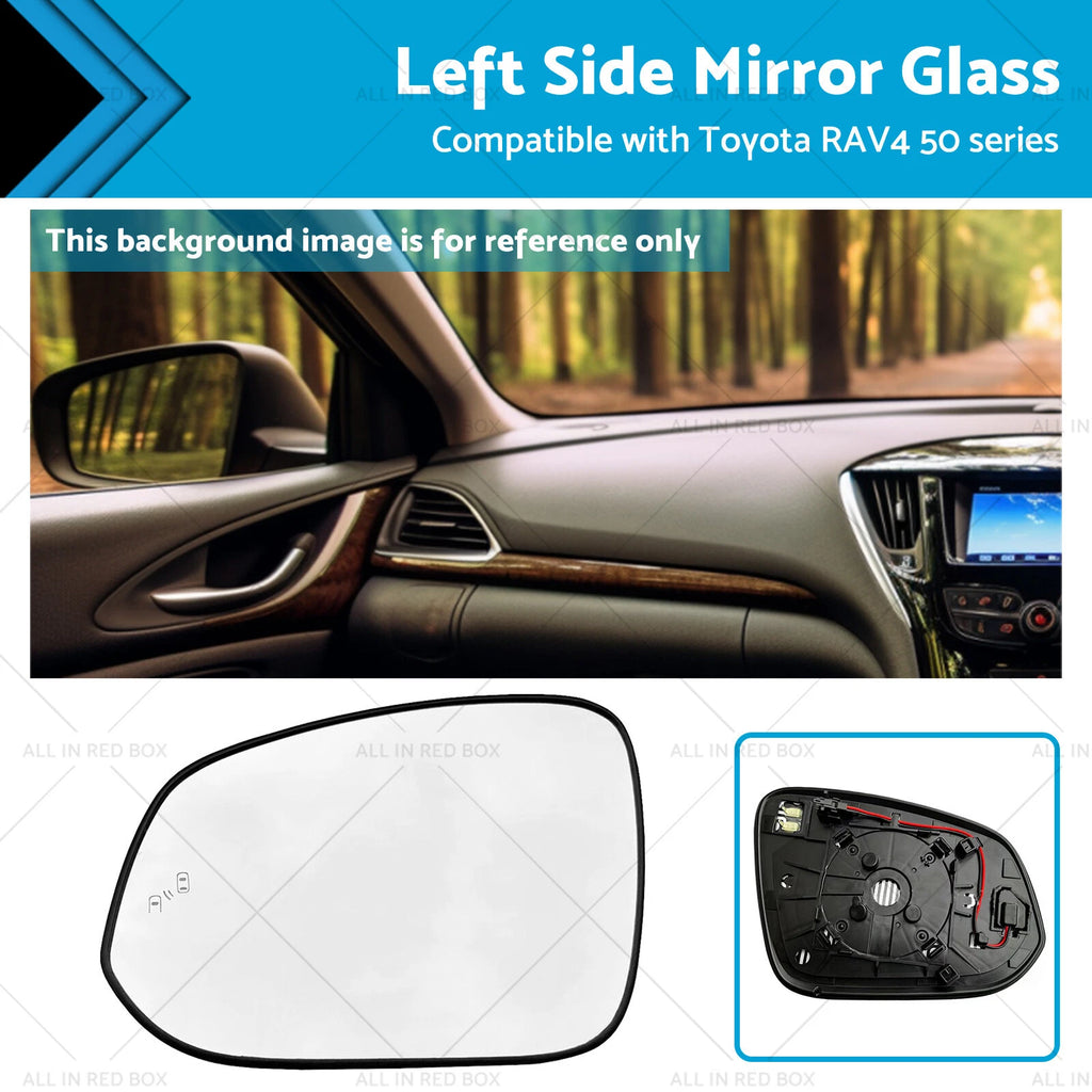 Left Passenger Side Mirror Glass for Toyota RAV4 (2016–2018)