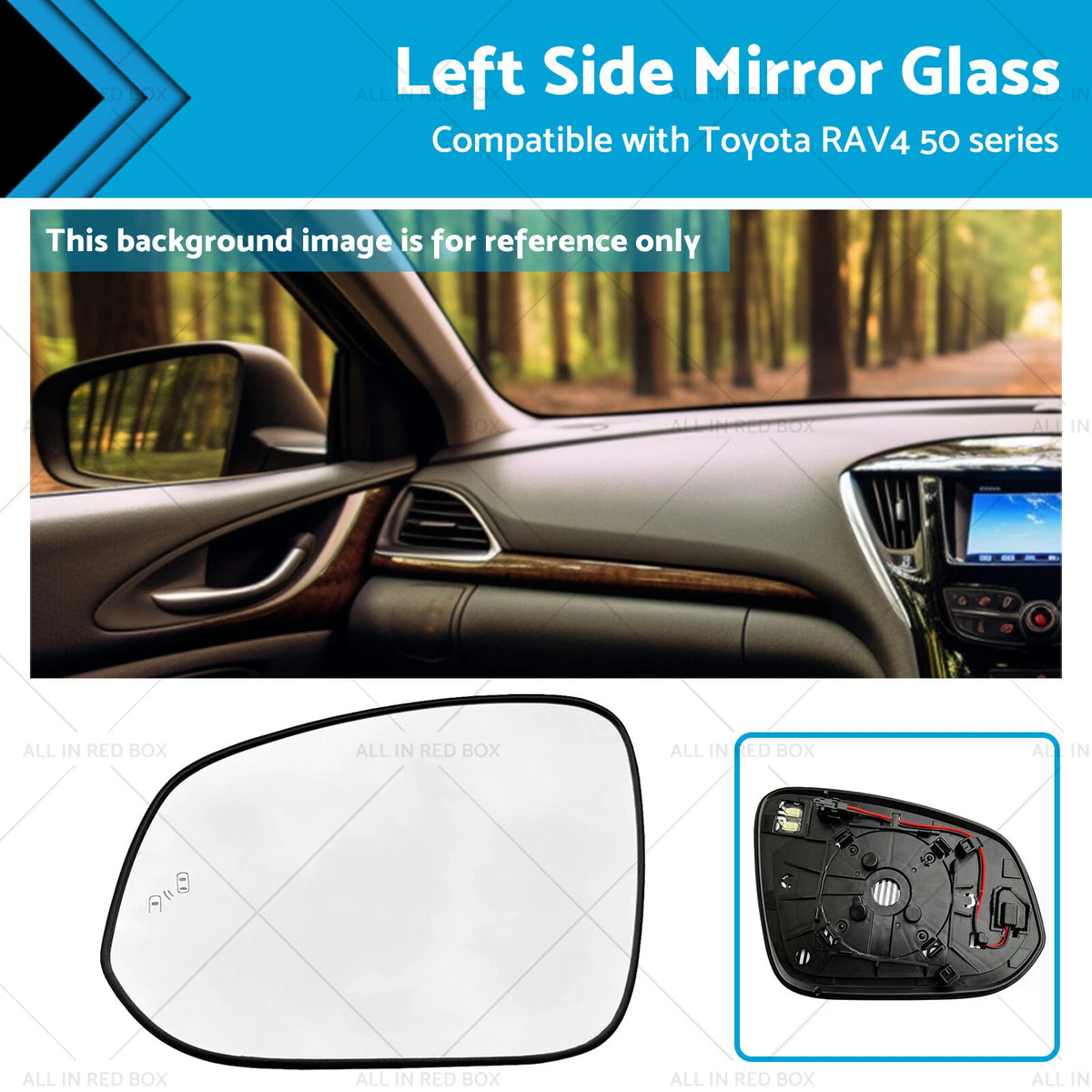 Left Passenger Side Mirror Glass for Toyota RAV4 (2016–2018)