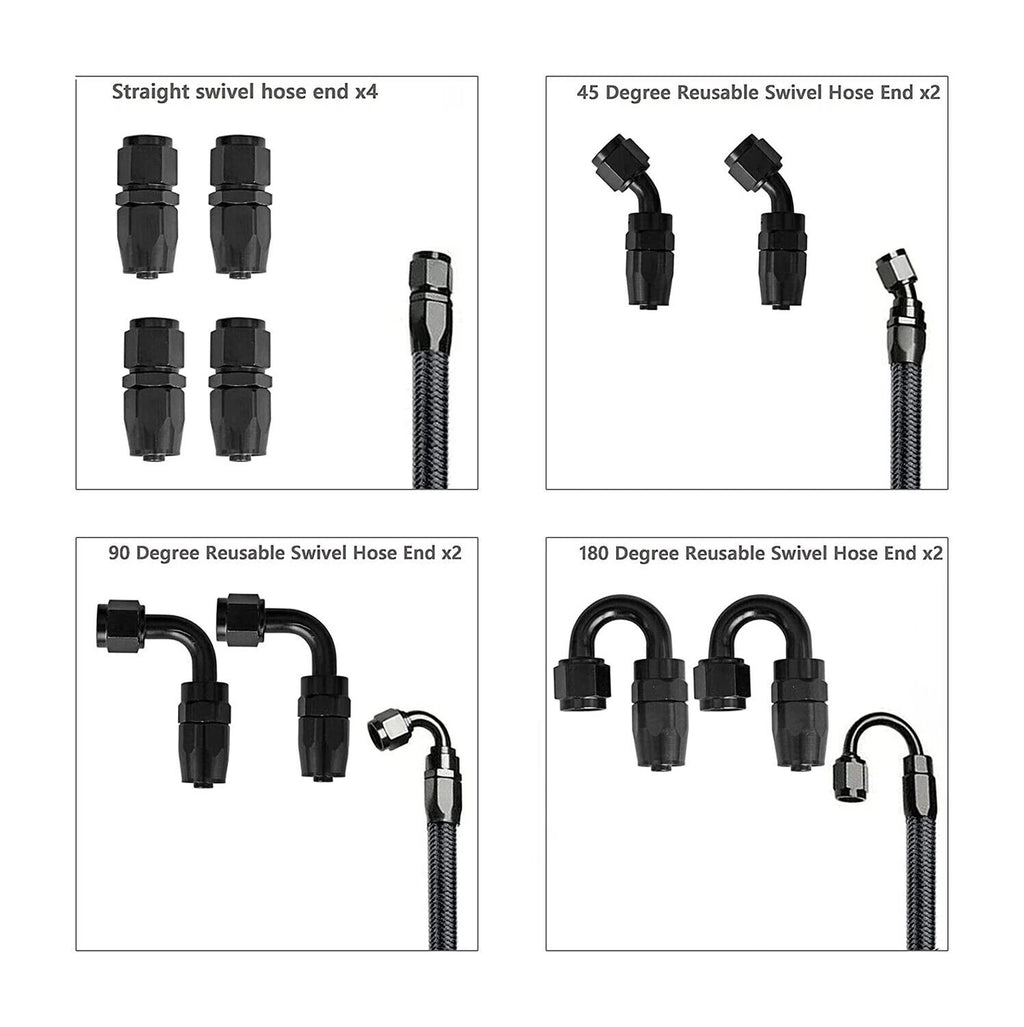 3/8 6AN Nylon Stainless Steel Braided Fuel Line Hose for Universal