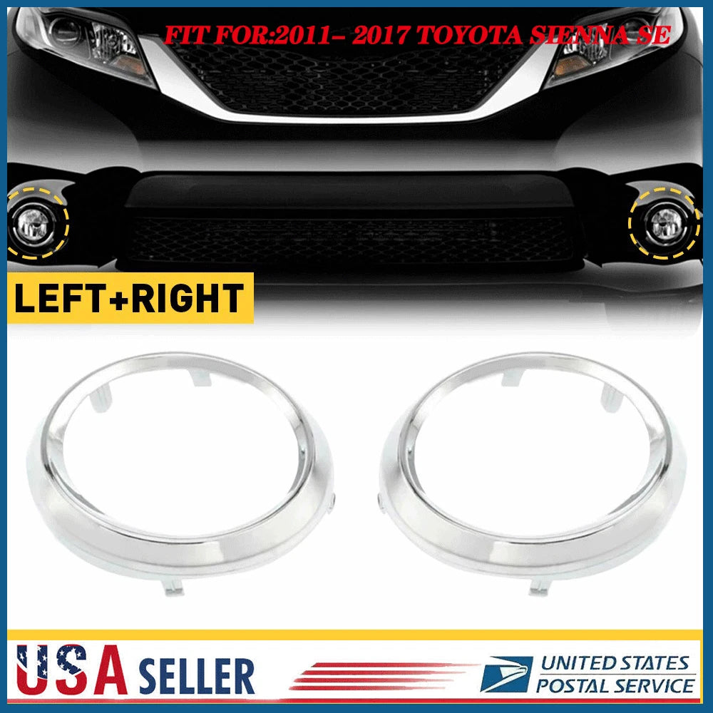 2pc Fog Light Cover Chrome Trim Ring for Toyota Sienna SE (2011–2017)