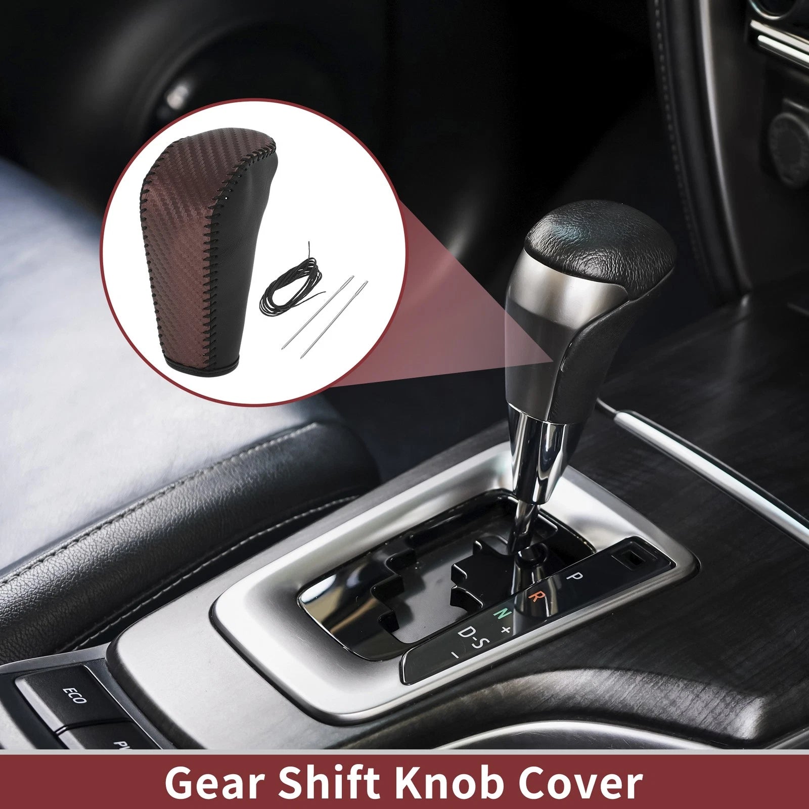 1 Pc Gear Shift Knob Cover for BMW 3 Series E90 (2004–2012) Brown Faux Leather