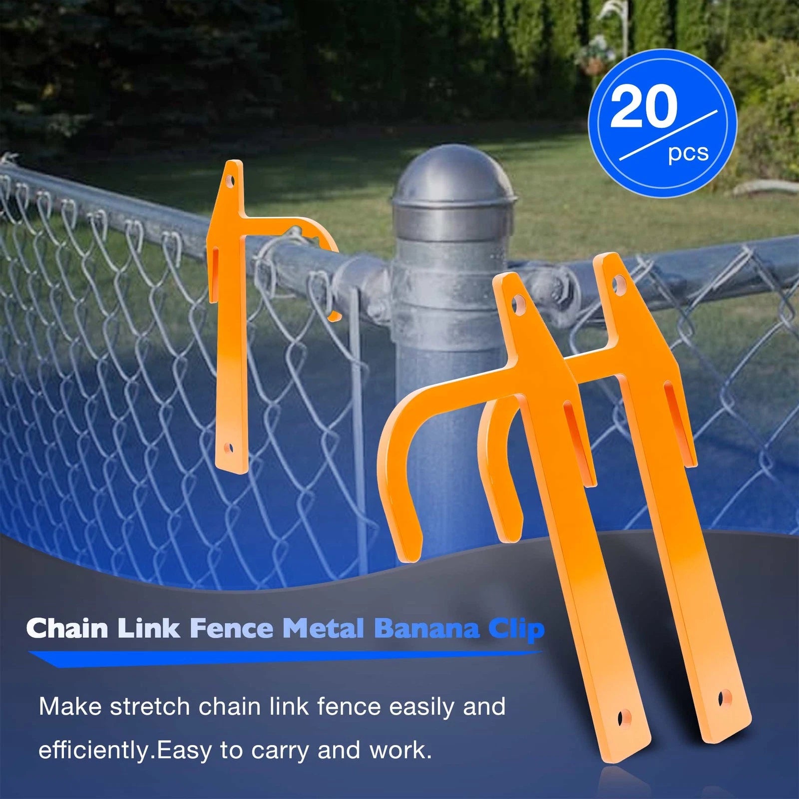 20Pcs Chain Link Fence Metal Clips for Tensioning and Stretching Tool