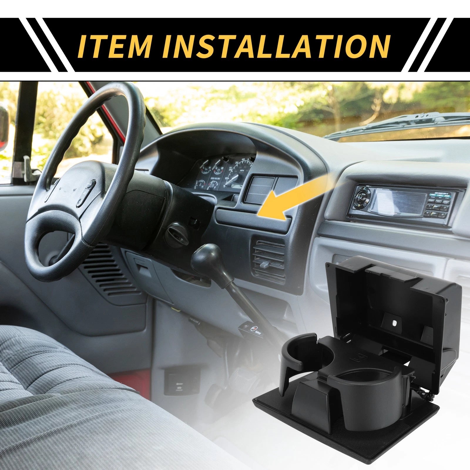 Cup Holder for Ford F-250 F-350 F-450 F-550 (2008–2016) Coin Holder Black
