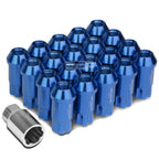 20 PCS Open End M12x1.5 50mm Tall Blue Aluminum Lug Nuts + Lock Key