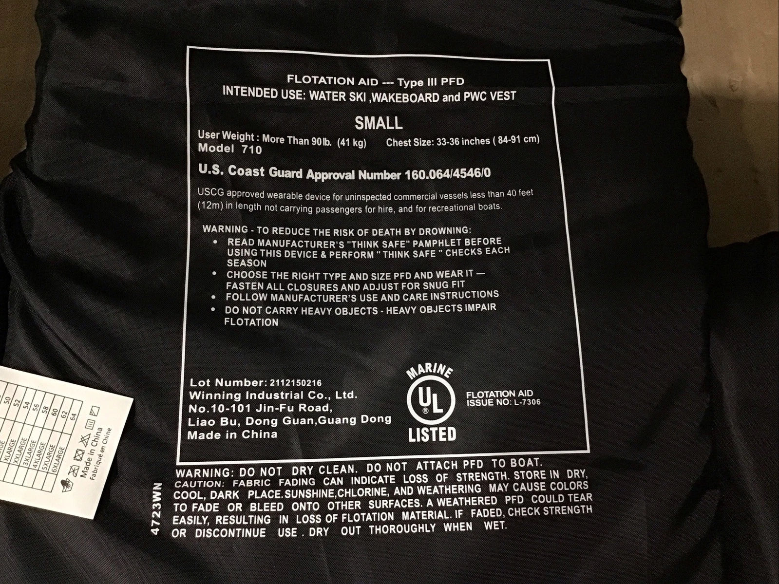 O'Niell Superlite USCG Vest Small 4723-CK5-S (2023)