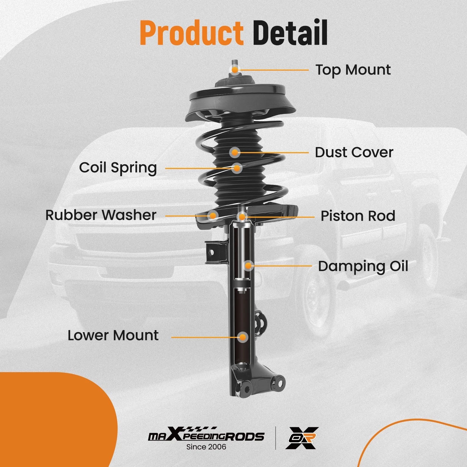 2X Front Struts Shocks w/Coil Spring for Mercedes-Benz C280 C350 (2006–2007)