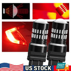 2X 3157 3156 Red LED Strobe Brake Tail Light Parking Bulbs for