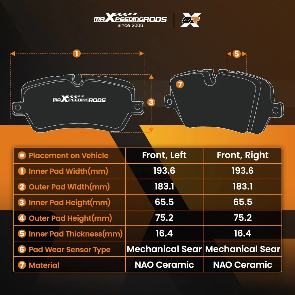 Set of 4 Front Ceramic Brake Pads for Subaru Ascent (2019–2025) P2170 D2170