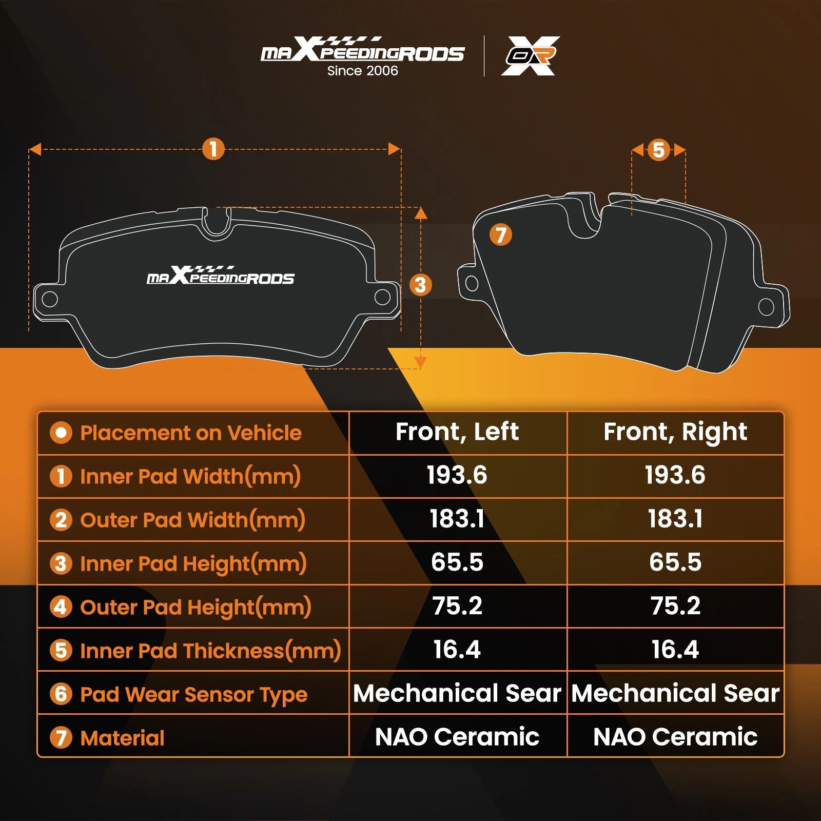 Set of 4 Front Ceramic Brake Pads for Subaru Ascent (2019–2025) P2170 D2170