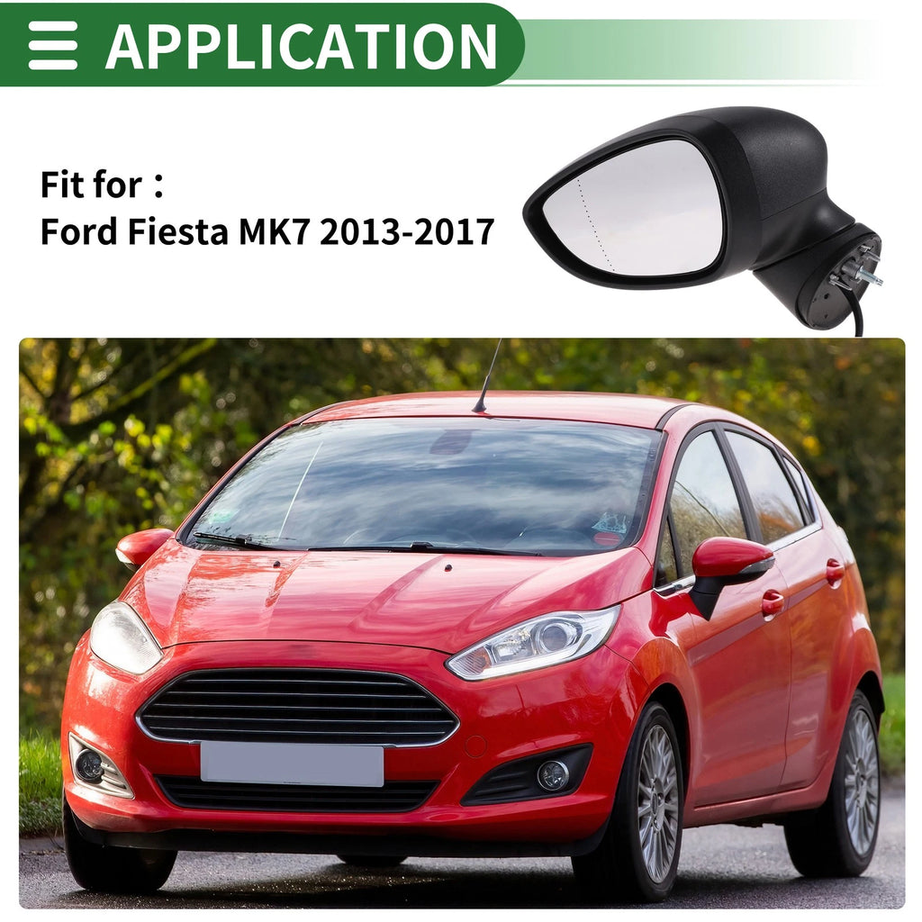 Left Side Door Mirror for Ford Fiesta MK7 (2013–2017) Manual Folding Black