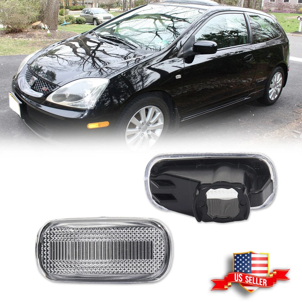 2X Euro Spec Clear Front Side Marker Lights for Honda Acura RSX Integra Civic (2002–2006)