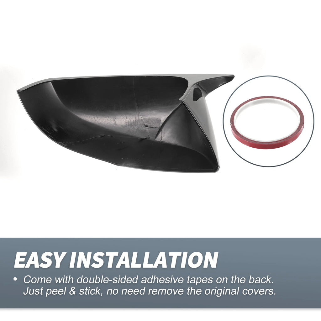 Pair Rearview Mirror Cover Overlay Gloss Black for Toyota RAV4 (2019–2022)
