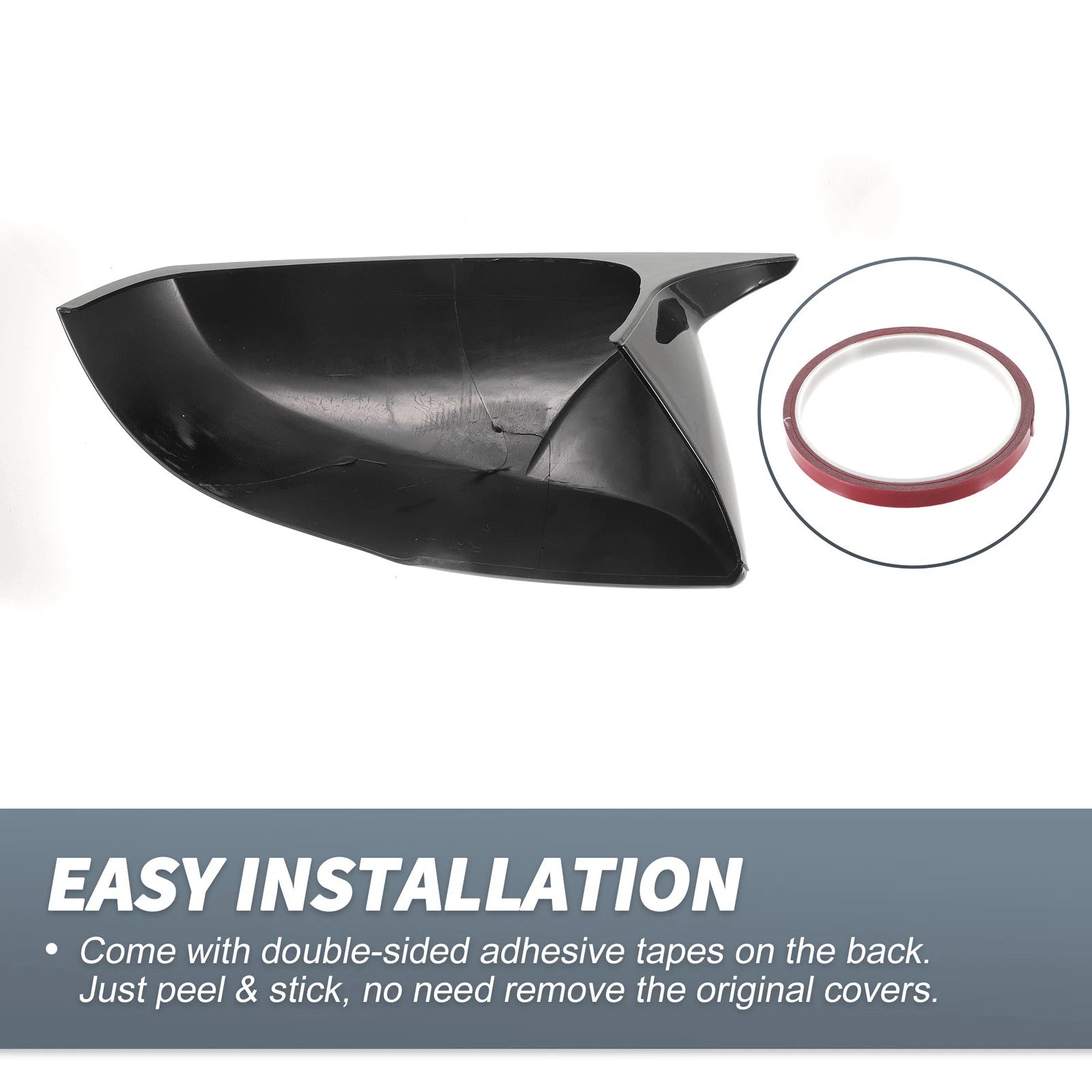 Pair Rearview Mirror Cover Overlay Gloss Black for Toyota RAV4 (2019–2022)