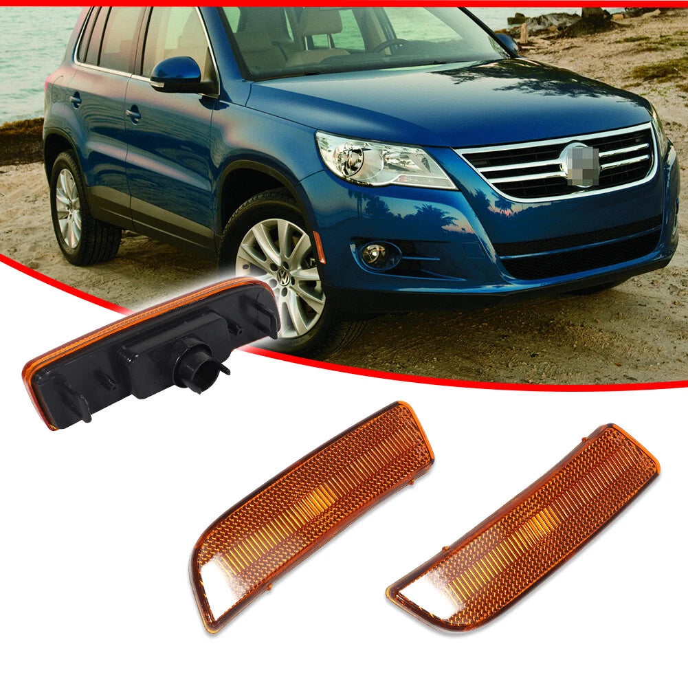 2X Front Fender Bumper Side Marker Reflector Light Amber for VW Tiguan (2009–2017)