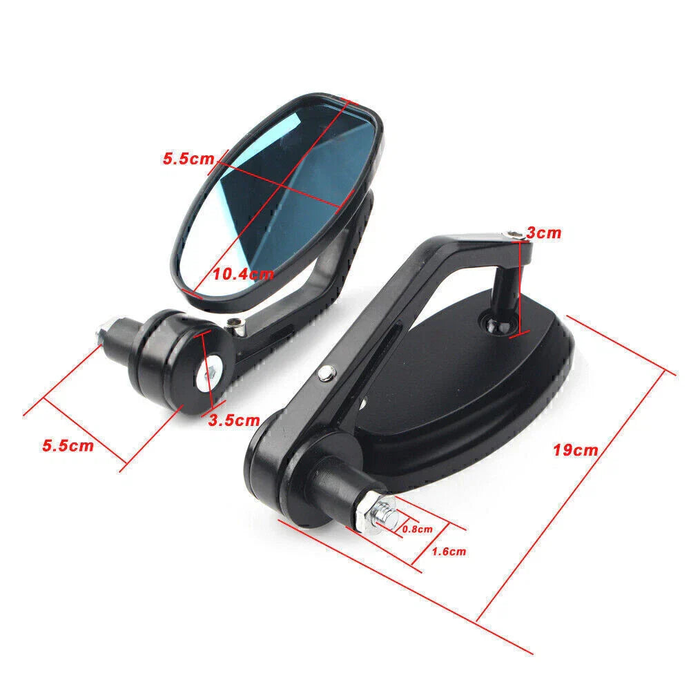 7/8" Aluminum Rear View Side Mirrors for Motorcycle - Black