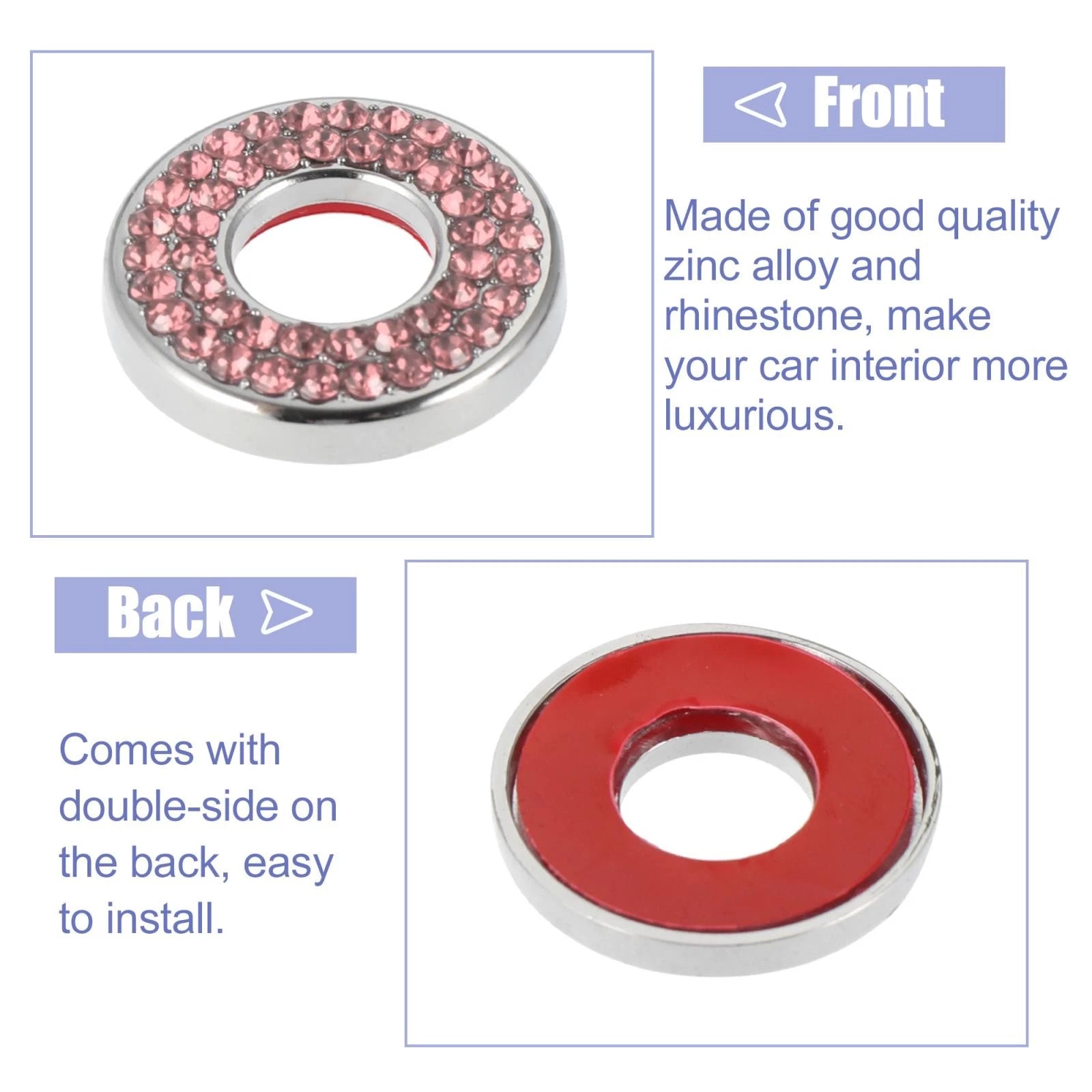 Set of 4 Pink Bling Car Door Lock Stickers for Mercedes Benz E C Class GLC (2015–2019)