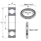 Deep Groove Ball Bearing P0 for Scooter Skateboard Wheel (95x145x16mm)